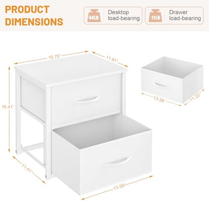 DAOUTIME 2-Pack Stackable Storage Drawers (4 Drawers Total), White Closet Organizer with Wooden Top & Metal Frame, Freestanding or Stackable Dresser for Bedroom, Living Room, Under Bed