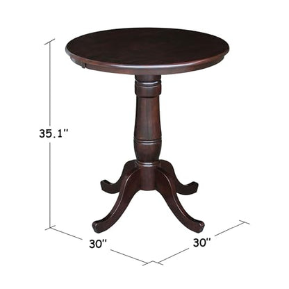 International Concepts 30" Round Wood Counter Height Dining Table in Rich Brown - color: Rich Mocha