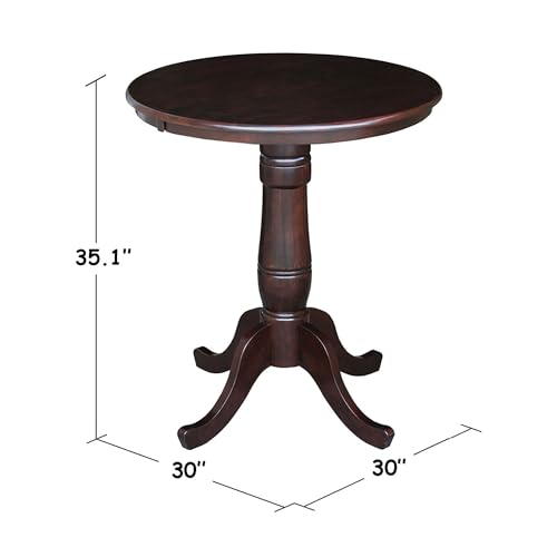 International Concepts 30" Round Wood Counter Height Dining Table in Rich Brown - color: Rich Mocha