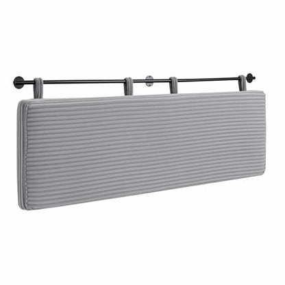 Queen Headboard Only, Wall Mounted Hanging Upholstered Bed Head Board | Modern Vertical Channel Design of Fine Flannel, Elegant Grey Fluted Headboard for Bedroom (Grey, Queen Size) - color: Flannel/Light Grey, size: Queen