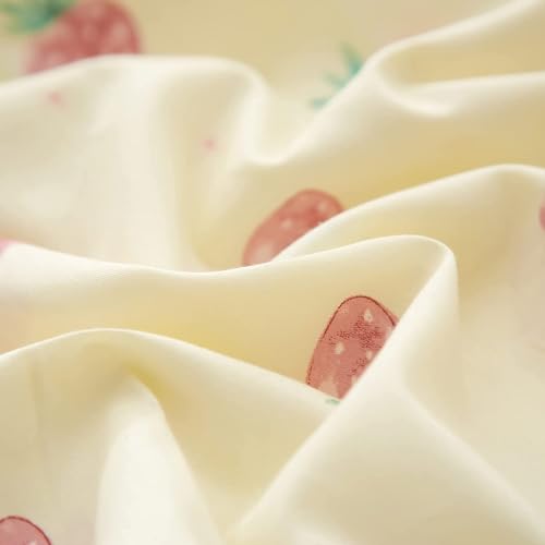 LifeTB Cute Strawberry Duvet Cover Twin Kids Girls Strawberry Bedding Set Kawaii Kids Duvet Cover Soft 100% Cotton Fruit Bedding Cover Boy Teen Cute Comforter Cover with 2 Pillowcases, Cream White - color: A7# Small Strawberry, size: Twin(68"x86")