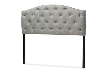 Baxton Studio Myra Modern and Contemporary Full Size Grey Fabric Upholstered Button-Tufted Scalloped Headboard - color: Gray, size: Full