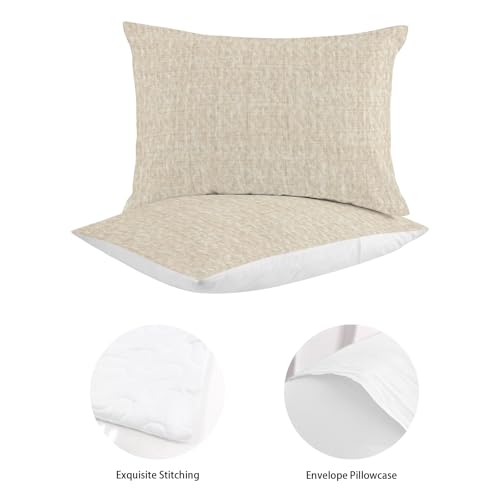 Twin Quilt Bedding Set, Minimalist Beige Aesthetic Soft Microfiber Summer Bedspread Coverlet with 2 Pillow Shams for All Season, Retro Linen Textured Breathable Bedding Set for Hot Sleepers - size: Twin
