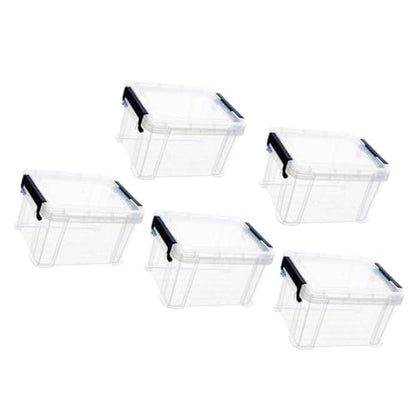 Ipetboom 5pcs Mini Plastic Storage Bins with Lids Small Tote Boxes Portable Organizer for Home and Office Storage