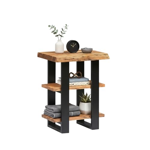 Alaterre Alpine Live Edge Solid Wood 2-Shelf End Table, Natural (AWAA0220) - size: 20"W 3-Tier