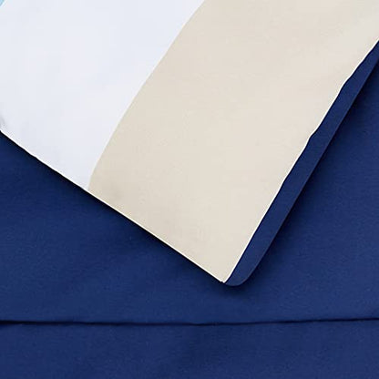 Amazon Basics 5-Piece Lightweight Microfiber Comforter Bedding Set with Sheet, Twin XL, Blue Stripe, Bed-in-a-Bag - color: Blue Stripe, size: Twin/Twin XL, style: 1-Pack