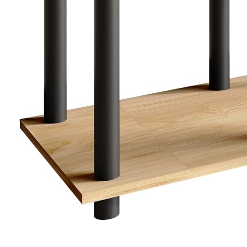 Simple 3-Tier TV Stand with Open Storage Shelves, for TVs up to 50", Light Oak - color: Light Oak