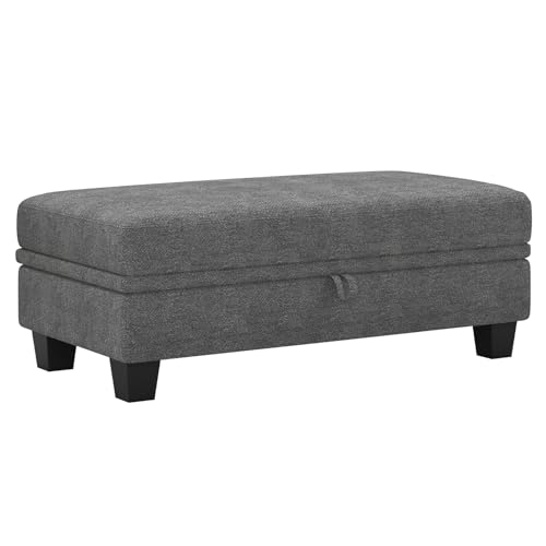 Belffin 45.9" Storage Ottoman Bench Oversized Ottoman for Footrest Upholstered Entryway Bench with Seating for Bedroom, Living Room. Light Grey - color: Light Grey, size: 23.2"D x 45.9"W x 18.9"H