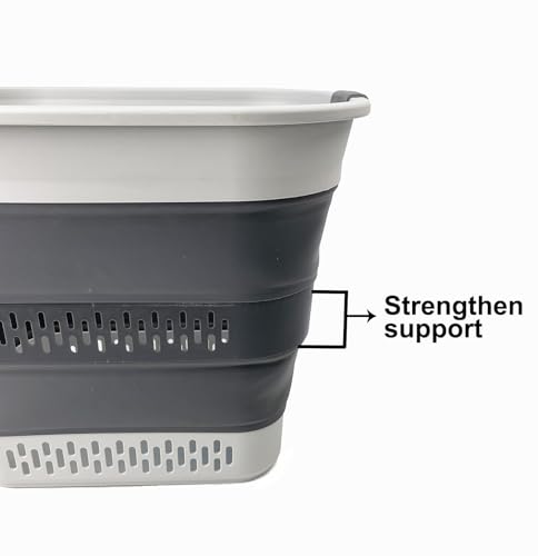 SAMMART 40L (10.5 Gallon) Collapsible Plastic Laundry Basket - Foldable Pop Up Storage Container/Organizer - Portable Laundry Hamper - Space Saving (1, Grey/Steel Grey) - color: Grey/Steel Grey