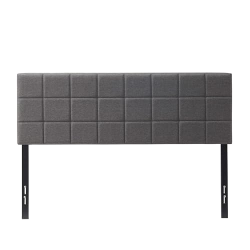 Hearth & Harbor King Headboard Only, Square Tufted Linen Headboards, Upholstered Bed Headboard, Wall Mounted, Adjustable Height 34”-42”, Modern Headboard King Size, Grey - color: Gray, size: King