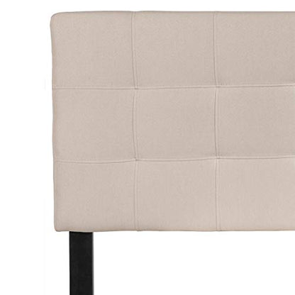 EMMA + OLIVER Beige Full Quilted Tufted Headboard | Adjustable Bed Rail Slots, Fabric Upholstered - color: Beige, size: Full