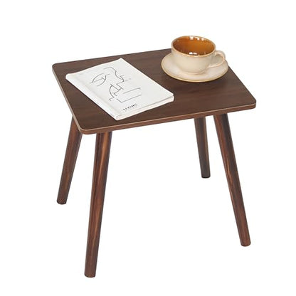 Small Side Table, Mid Century Modern End Tables Living Room, Wood Accent Bed Side Table with Solid Wood for Bedroom, Office, Small Spaces, Walnut Brown - color: Walnut Brown
