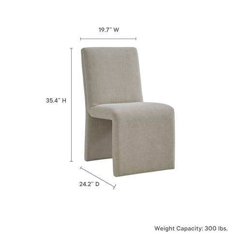 Modway Emory Fabric Slipper Dining Chair in Linen – Upholstered Armless Dining Side Chair – Versatile Modern Accent Chair or Vanity Chair - color: Linen