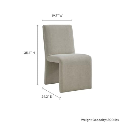 Modway Emory Fabric Slipper Dining Chair in Linen – Upholstered Armless Dining Side Chair – Versatile Modern Accent Chair or Vanity Chair - color: Linen