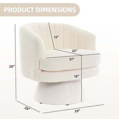 Swivel Accent Chair with Armrest, Modern 360 Degree Swivel Barrel Chair with Curve Back and Soft Cushion,Comfy Round Sherpa Teddy Armchair Single Sofa for Living Room,Bedroom,Waiting Room,Beige - color: Beige