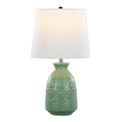 Claudia 20" Ceramic Accent Lamps Set of 2, Desk Lamp, Bedside Lamps for Night Stands, Nightstand Lamp, Small Lamp, Small Table Lamps for Living Room Set of 2, White and Green Lamps Set of 2