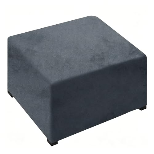 Square Stretch Velvet Ottoman Cover Elastic Bottom Thick, Soft, Removable & Washable Protector for Footstool Folding Storage Ottoman Footrest Cube Stool Hassock(Dark Gray,Small) - color: Dark Gray, size: Small