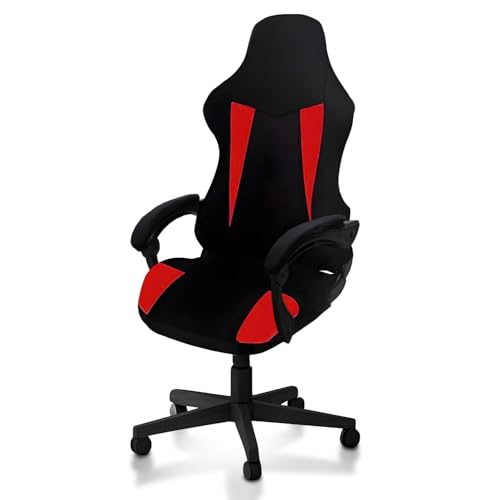 Gaming Chair Covers Only,Stretchable Fit Thick Breathable Mesh | Cat Scratch Proof,Scratch Resistant,Soft,Gaming Chair Seat Cover with 2Pcs Armrest Slipcovers(Black-red,Style 1) - color: Black-red, size: Style 1