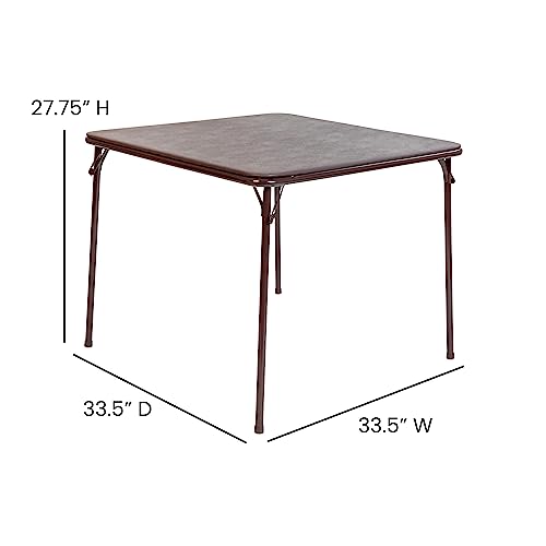 EMMA + OLIVER Brown 33.5" Square Folding Table | Lightweight, Easy Storage, Event Table - color: Brown