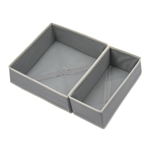 Underwear Drawer Organizer, 2 Pack, Light gray | Foldable Fabric Storage Bins, For Dresser & Closet, Sock and Bra Dividers, 2 Sizes, Bedroom Organization - color: Light gray