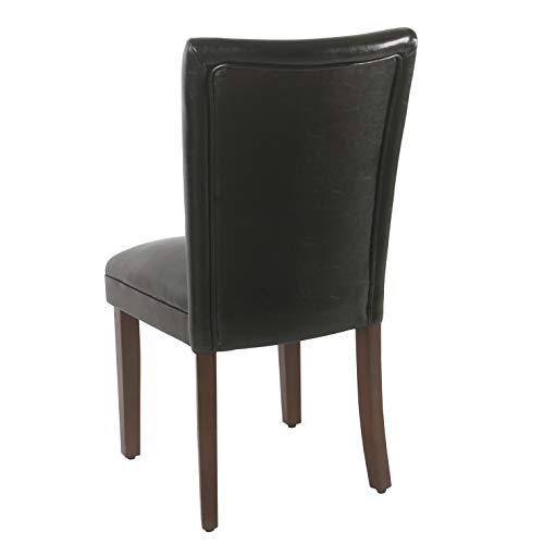 HomePop Parsons Upholstered Accent Dining Chair, Set of 2, Black Faux Leather - color: Black, style: Pack of 2