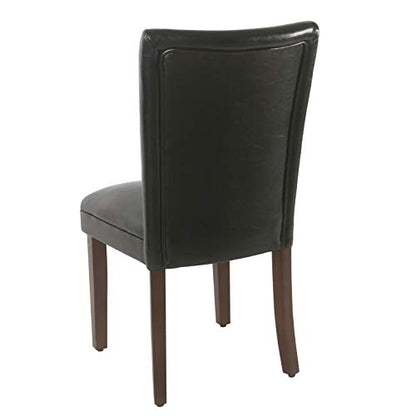 HomePop Parsons Upholstered Accent Dining Chair, Set of 2, Black Faux Leather - color: Black, style: Pack of 2
