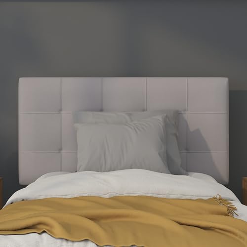 Quilted Tufted Twin Size Headboard in Light Gray Fabric - color: Light Gray, size: Twin