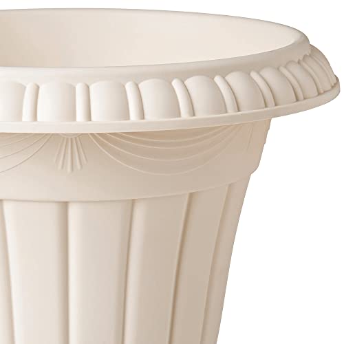 Arcadia Garden Products PL00BG Classic Traditional Plastic Urn Planter, 16” x 18”, Beige - color: Beige, size: 16" x 18"