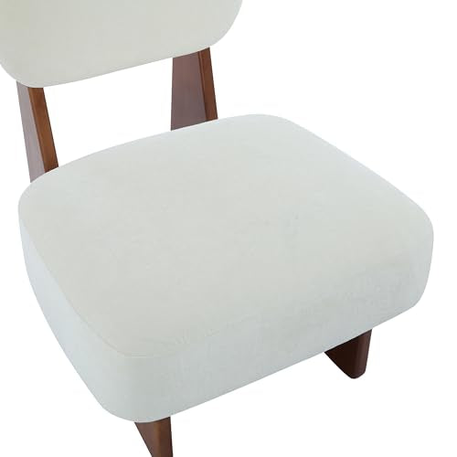 Christopher Knight Home Mores Low Profile Accent Chair Set of 2, Modern Living Room Armless Lounge Chair, Fabric Comfy Reading Chair for Bedroom, Wooden Frame and Thick Padded Seat, Walnut+White - color: Walnut+white