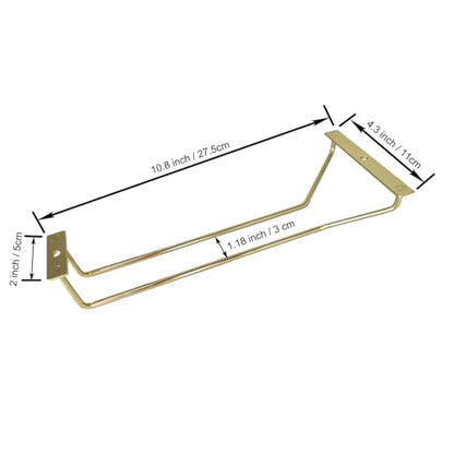 10.8 Inch Gold Wine Glass Rack, Under Cabinet Wine Glass Holder, Wine Glass Hangers Under Shelf, Stemware Rack, Hanging Stemware Holder for Cabinet Kitchen Bar, Set of 2 - color: Gold, size: 10.8 Inch 2 Pack