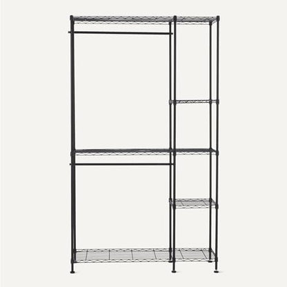 Amazon Basics Metal Hanging Storage Organizer Rack Wardrobe with Shelves, 45"L x 14"W x 76"H, Black - size: 45W x 14D x 76H inch