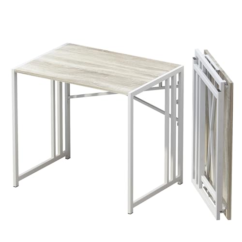 Lutown-Teen Small Folding Desk 32 Inch, Beige | No Assembly Required Small Office Desk, Writing Gaming Computer Camping Desk for Small Spaces - color: Beige, size: 32 Inch