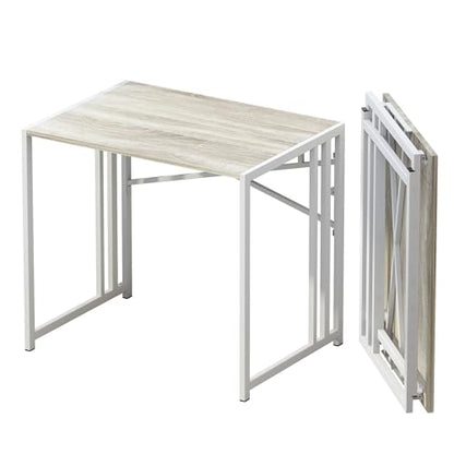 Lutown-Teen Small Folding Desk 32 Inch, Beige | No Assembly Required Small Office Desk, Writing Gaming Computer Camping Desk for Small Spaces - color: Beige, size: 32 Inch