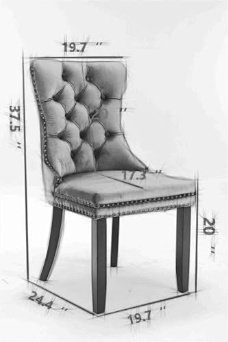 KEIKI Mid-Century Upholstered Velvet Dining Chair, Tufted Accent Seat | with Golden Solid Wood Legs for Dining Room Kitchen Room, Beige - color: Beige