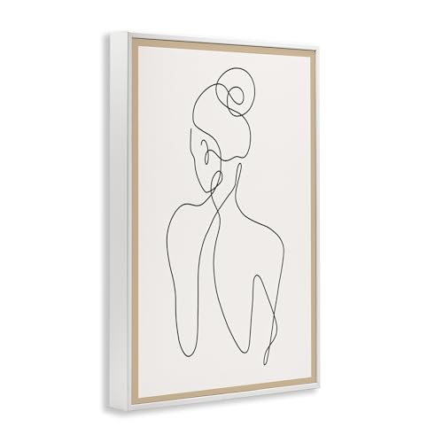 'Minimal Woman Line Drawing'| Framed Giclee Art | Stupell Industries | White, 16 x 24 Inches, Easy to Hang and Sturdy, Made in USA, by Creative Studio - color: Coastal White (Textured), size: 24"L x 16"W