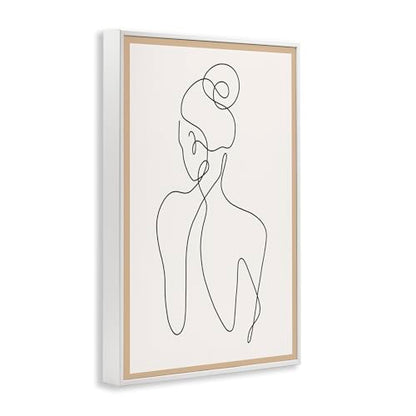 'Minimal Woman Line Drawing'| Framed Giclee Art | Stupell Industries | White, 16 x 24 Inches, Easy to Hang and Sturdy, Made in USA, by Creative Studio - color: Coastal White (Textured), size: 24"L x 16"W