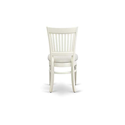 East West Furniture DLVA5-LWH-C 5 Piece Dining Table Set for 4 Includes a Round Kitchen Table with Dropleaf and 4 Linen Fabric Kitchen Dining Chairs, 42x42 Inch, Linen White - color: Dlva5-lwh-c