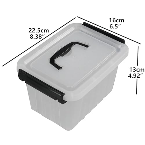 Small Plastic Storage Box, 6-Pack 3 Liter Storage Bins with Lid | Clear Organizer Containers for Pantry, Closet, Office, Crafts, Lightweight, Easy-Clean - size: 3 L