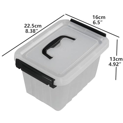 Small Plastic Storage Box, 6-Pack 3 Liter Storage Bins with Lid | Clear Organizer Containers for Pantry, Closet, Office, Crafts, Lightweight, Easy-Clean - size: 3 L