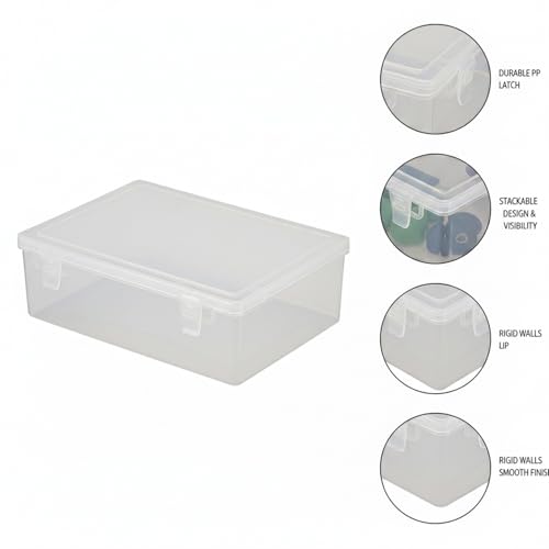 Stackable Clear Plastic Storage Bins with Lids, Transparent PP Organizer Boxes for Drawers, Shelves, and Desktops - size: 10.43 x 7.95 x 2.83 in