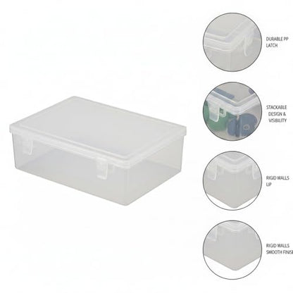 Stackable Clear Plastic Storage Bins with Lids, Transparent PP Organizer Boxes for Drawers, Shelves, and Desktops - size: 10.43 x 7.95 x 2.83 in