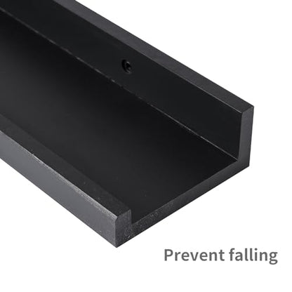 MBYD 36 Inch Picture Ledge Shelf with Lip Modern Black Floating Photo Shelves Natural Wood Set of 3 Same Sizes Frames Albums Display Shelf for Bedroom Bathroom Living Room Kitchen - color: Black, size: Set of 3 36 in