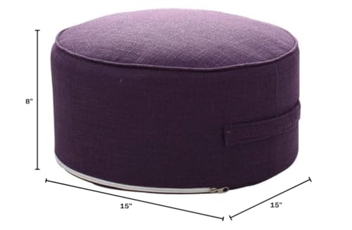 Round Pouf Foot Stools Comfortable Ottoman Floor Seat Cushion Movable Foot Rest Washable Case for Living Room, (Dark Purple) - color: Dark Purple