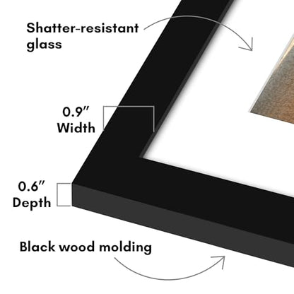 Americanflat Set of 7 Picture Frames with Shatter-Resistant Glass - Gallery Wall Frame Set with One 16x12, Two 9x12, and Four 6x8 Frames - Signature Collection - Black - color: Black, style: 7 Pack