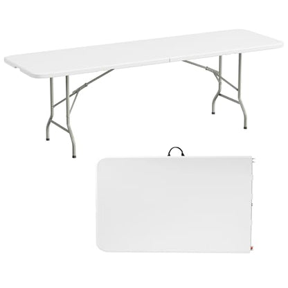 Elevon 8 Feet Heavy Duty Folding Table with Adjustable Height, Fold-in-Half Portable Table for Indoor Outdoor Use - Camping, Picnic, Party, Wedding, Dining, Utility Table - size: 8 feet