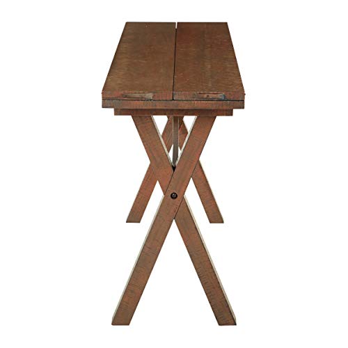 OSP Home Furnishings McKayla Flip-Top Expanding Desk to Dining Table, Distressed Brown Finish