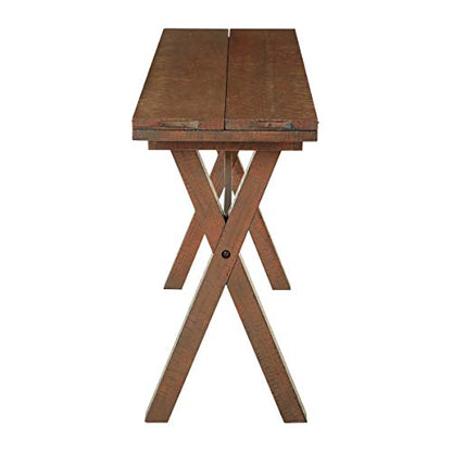 OSP Home Furnishings McKayla Flip-Top Expanding Desk to Dining Table, Distressed Brown Finish