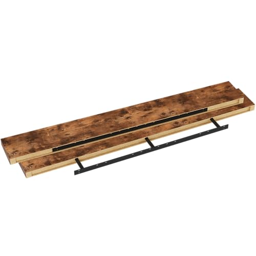Ballucci Floating Shelves, 55" Wood Wall Shelf Set of 2, with Invisible Brackets for Bathroom, Living Room, Bedroom, Kitchen, Nursery, 6" Deep, Rustic Brown - color: Rustic Brown, size: 55.1 inches