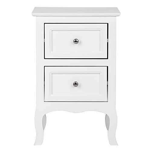 Bonnlo White Nightstand Set of 2, Nightstands with 2 Drawers, Bed Side Table/Night Stand, Small Nightstand for Bedroom, Small Spaces, College Dorm, Kids’ Room, Living Room, Wood, 16W x 12D x 24H - color: White