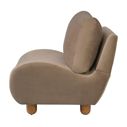 Merax Curved Accent Chair, Modern Armless Lounge Chair with Upholstered Seat, Rounded Backrest and Wood Legs, Single Sofa Seating for Living Room, Bedroom, Reading Nook, Mocha - color: Mocha